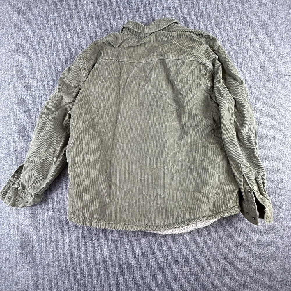George Jacket Mens 2XL Green Corduroy Sherpa Lined Snap Front Parka Pockets